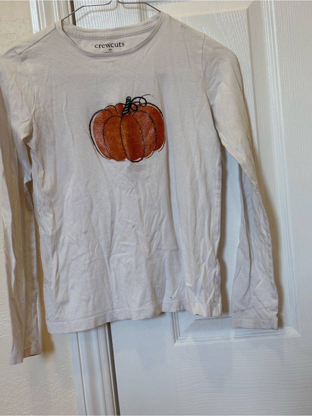 crewcuts White Long-Sleeve Tee with Orange Pumpkin Graphic